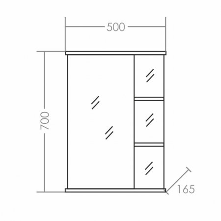 Зеркало-шкаф Санта Ника 50 фацет, левый 