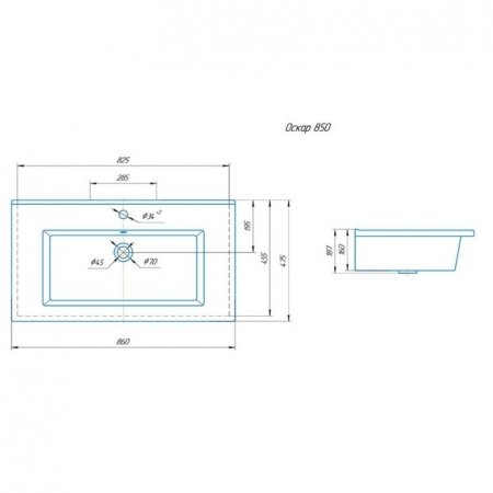 Тумба Санта Вегас 85 подвесной с умывальником Оскар 85 