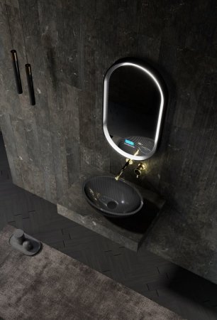 Раковина накладная карбоновая ABBER Karbon AK2042 черная 