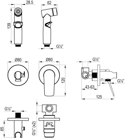 Смеситель Lemark Ortus с гигиеническим душем, встраиваемый (LM11319C) 