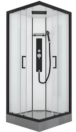 Душевая кабина Black&White Galaxy 8002900 с гидромассажем профиль Черный задняя стенка Белая 