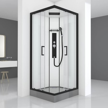 Душевая кабина Black&White Galaxy 8002900 с гидромассажем профиль Черный задняя стенка Белая 