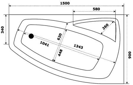Акриловая ванна Creto Madison 150х90 L 22-1111 без гидромассажа 