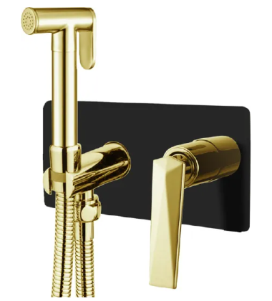 Гигиенический душ Boheme Venturo 387-B со смесителем черный/золото 