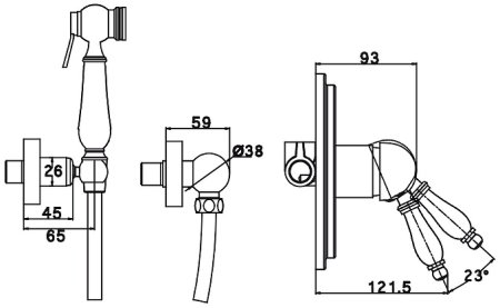 Гигиенический душ со смесителем Kaiser Vincent 31017-1 Бронза 