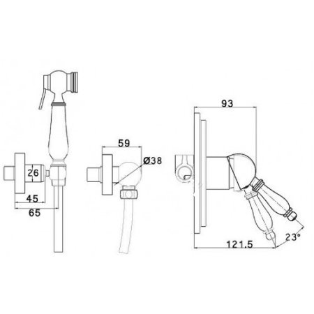 Гигиенический душ со смесителем Kaiser Vincent 31017-1 Бронза 