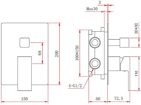 Душевая система Berges Ventas 2S Black 073002 Черная матовая 