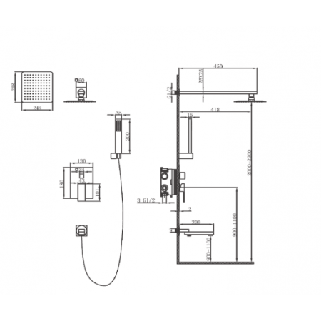 Душевая система (встраиваемая) Landberg LB 21 3700A Хром 