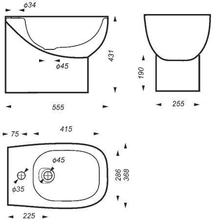 Биде Sanita Luxe Infinity INFSLBI01 Белое 