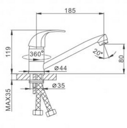 Смеситель для кухни Frap H15 F4515 Хром 