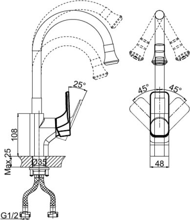 Смеситель D&K Technische DA1432915 для кухонной мойки 