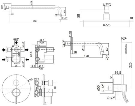 Душевая система Paffoni Light KITLIG019NO045 Черная матовая 