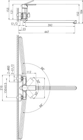 Смеситель для ванны Cersanit Brasko 64091 универсальный Хром 