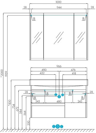 Тумба под раковину Aquaton Нортон 100 1A249001NT010 подвесная Белая глянцевая 
