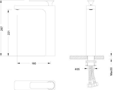 Смеситель для накладной раковины TIMO Torne 4311/02F Бронза 