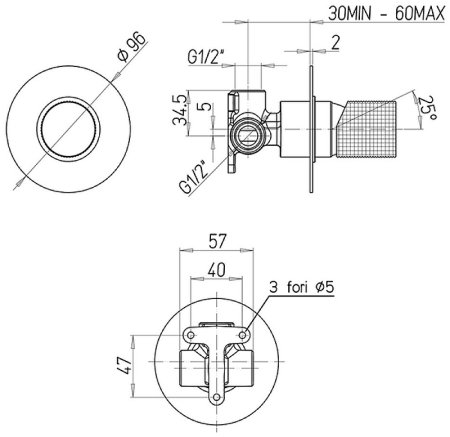 Смеситель для душа Paini Cox Grip 7GPJ690 Золото матовое 