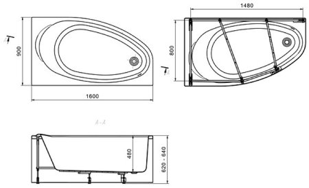 Акриловая ванна Roca Corfu 160x90 R 248574000 без гидромассажа 