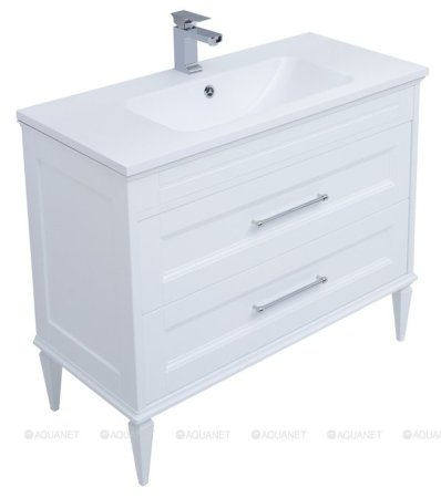 Тумба с раковиной Aquanet Бостон М 100 белый (лит. мрамор) 