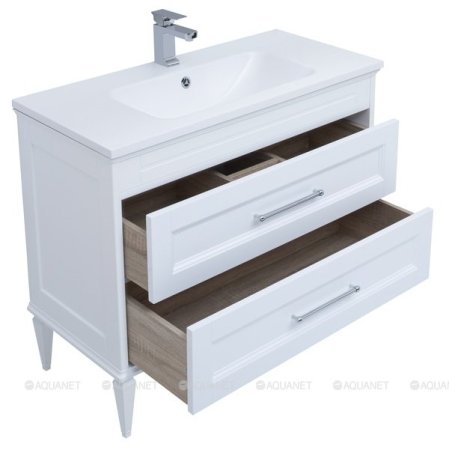 Тумба с раковиной Aquanet Бостон М 100 белый (лит. мрамор) 