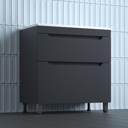 Тумба напольная Style Line "Остин" под раковину Фортуна 80 2 ящ графит эмаль PLUS 