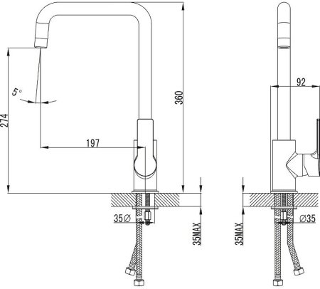 Смеситель для кухни Kaiser Oval 56044 Хром 
