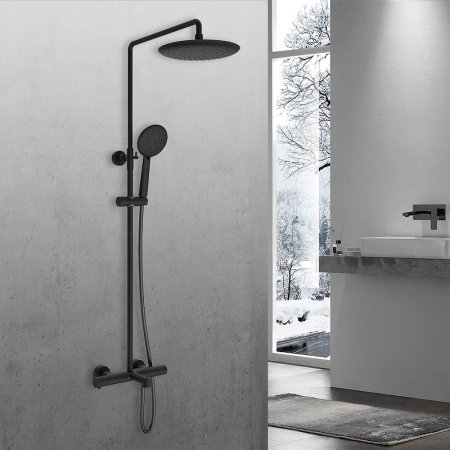 Душевая система Vincea Desire VSFS-1D1TMB с термостатом Черная матовая 