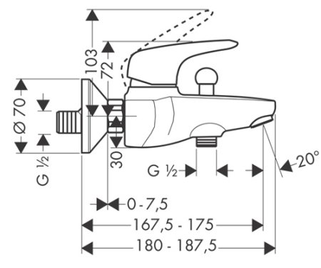 Смеситель Hansgrohe Metris E 31470000 для ванны с душем 