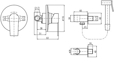 Гигиенический душ со смесителем Rav Slezak Colorado CO142 Хром 