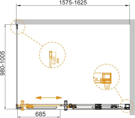 Душевой уголок Cezares Duet Soft AH 1 160/100 C Cr 