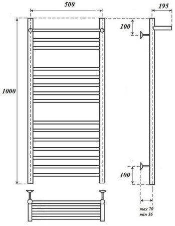 Электрический полотенцесушитель Point Аврора Премиум PN10150SPE П14 500x1000 с полкой левый/правый Хром 