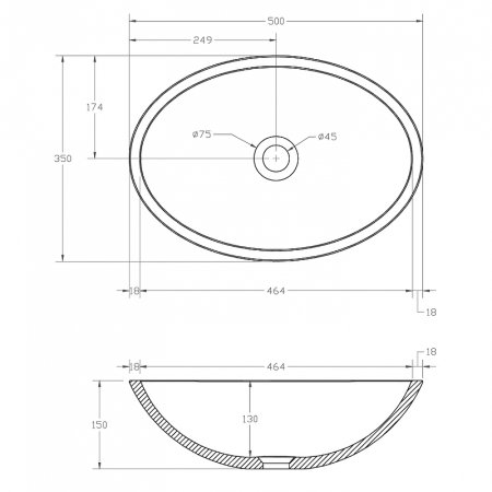 Раковина-чаша Abber Kristall 50 AT2802Onyx Черная 