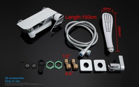 Смеситель для ванны Gappo G48 G3248 Белый Хром 