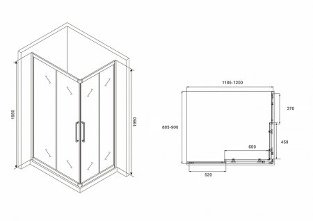 Душевой уголок Abber Schwarzer Diamant 120x90 AG02129BH профиль Черный стекло прозрачное 