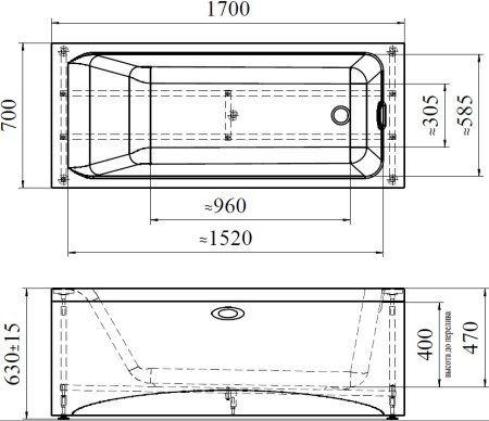 Акриловая ванна Radomir Vannesa Агата 170x70 см 