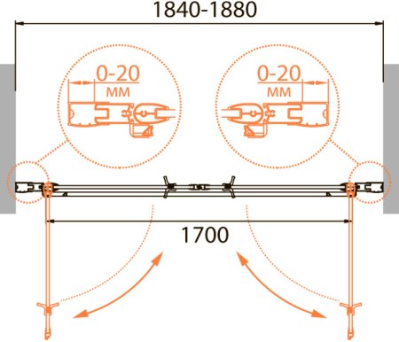 Душевая дверь в нишу Cezares Relax B-2-180-C-Bi стекло прозрачное 