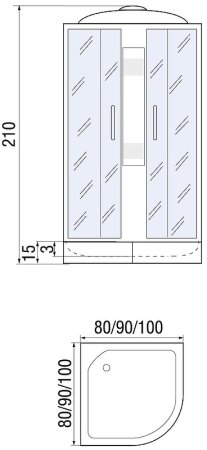 Душевая кабина River Nara Light 80x80 МТ 10000001686 с поддоном 