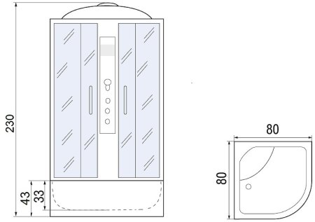 Душевая кабина River Desna XL 80x80 MT 10000006139 с гидромассажем 