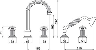 Смеситель Cezares Olimp BVD 01 Sw на борт ванны 