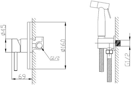 Гигиенический душ со смесителем BelBagno Etna ETNA-SET-HGN-IN Сатин 