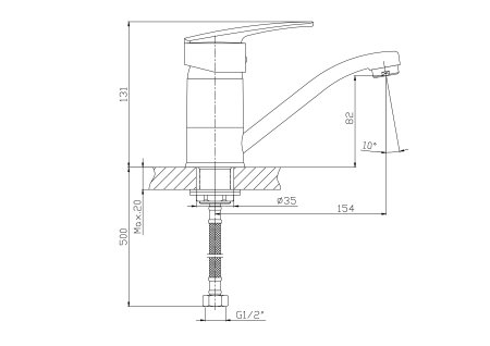 Смеситель однорычажный для раковины HAIBA HB4506 хром 