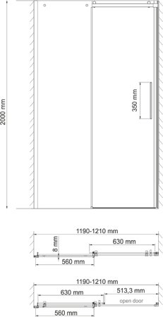 Душевая дверь в нишу WasserKRAFT Alme 15R05 / Dinkel 58R05 120 см 