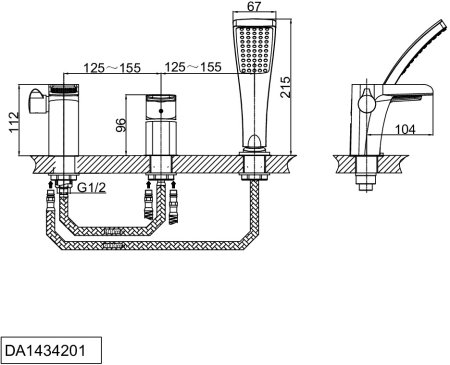 Смеситель для ванны DK Berlin Freie (DA1434201) 