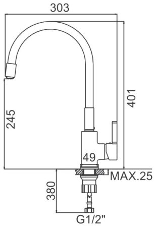 Смеситель Ledeme L4898-8 для кухонной мойки, хром/фиолетовый 