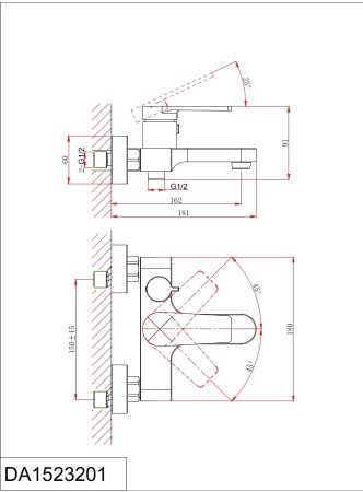 Смеситель для ванны с душем DK Bayern.Fürth (DA1523208) 