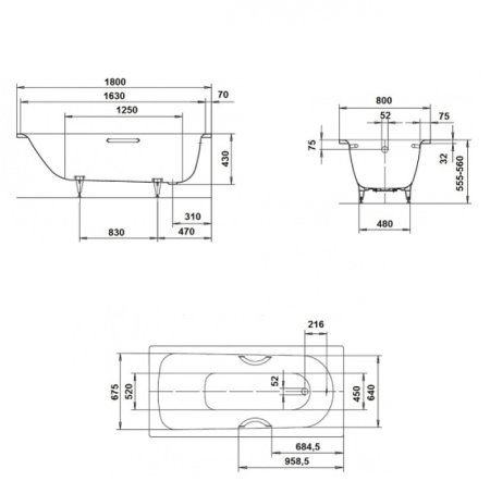 Стальная ванна Kaldewei Saniform Plus 375-1 180x80 112800013001 с покрытием Easy-clean 