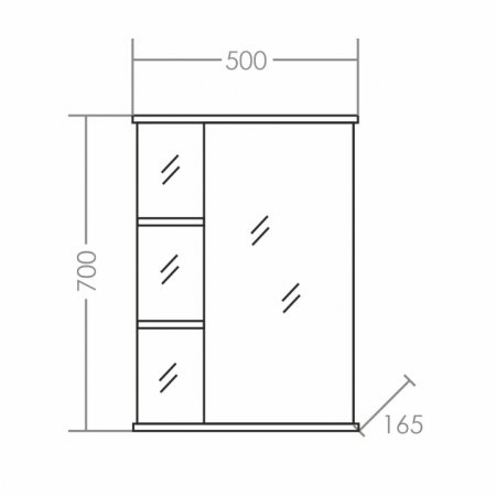 Зеркало-шкаф Санта Ника 50 фацет, правый 