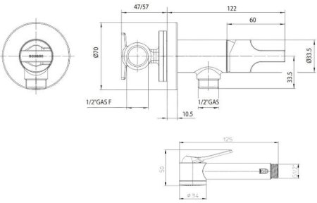 Гигиенический душ со смесителем Bossini Paloma Brass E34007B.073 Черный матовый 