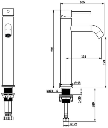 Смеситель для раковины Bronze de Luxe Scandi 1452B Черный матовый 