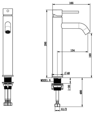 Смеситель для раковины Bronze de Luxe Scandi 1452B Черный матовый 