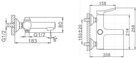 Смеситель для ванны Frap H44-8 F3244-8 Белый Хром 